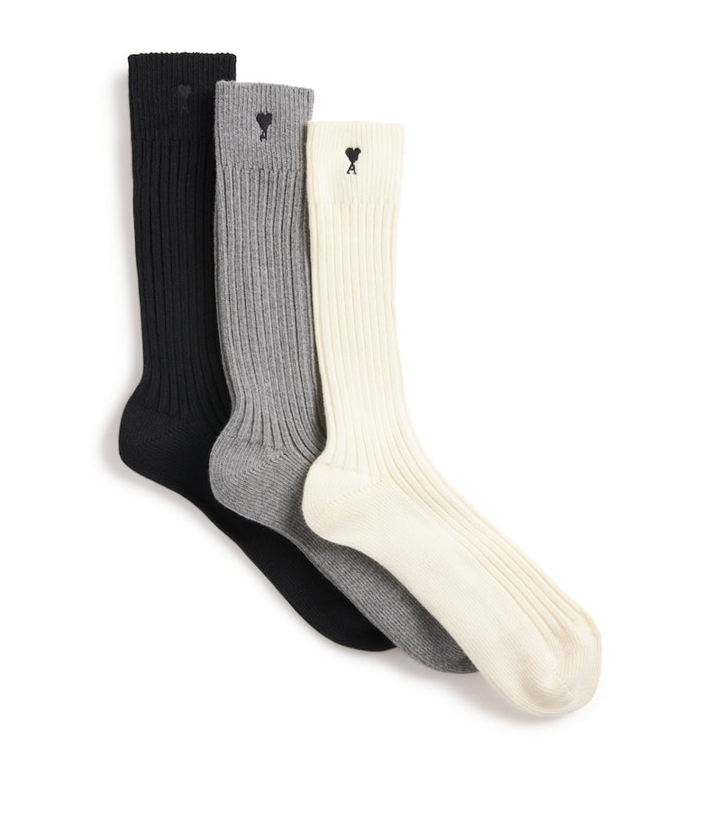 AMI Paris Ami de Coeur heart motif socks 3-pack, UK version