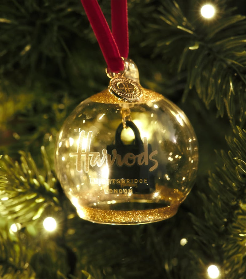 Harrods Bag in Ball Bauble Christmas ornament (British brand)