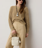 Ralph Lauren small leather bucket bag with burl-wood handle (British brand)