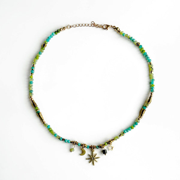 Luxe Tones Gaia Aqua beaded necklace 37cm - British product