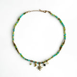 Luxe Tones Gaia Aqua beaded necklace 37cm - British product