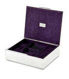 WOLF silver-plated iron jewellery box with detachable compartments and purple lining 7x25x20cm (British brand)