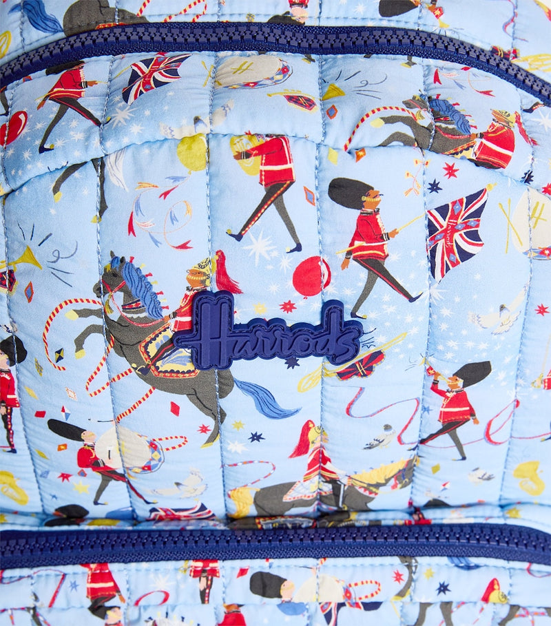 Harrods quilted Trooping the Colour backpack, imported from the UK