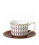 Harrods Red Geometric Pattern Teacup and Saucer 220ml- Buy online at McGrocer
