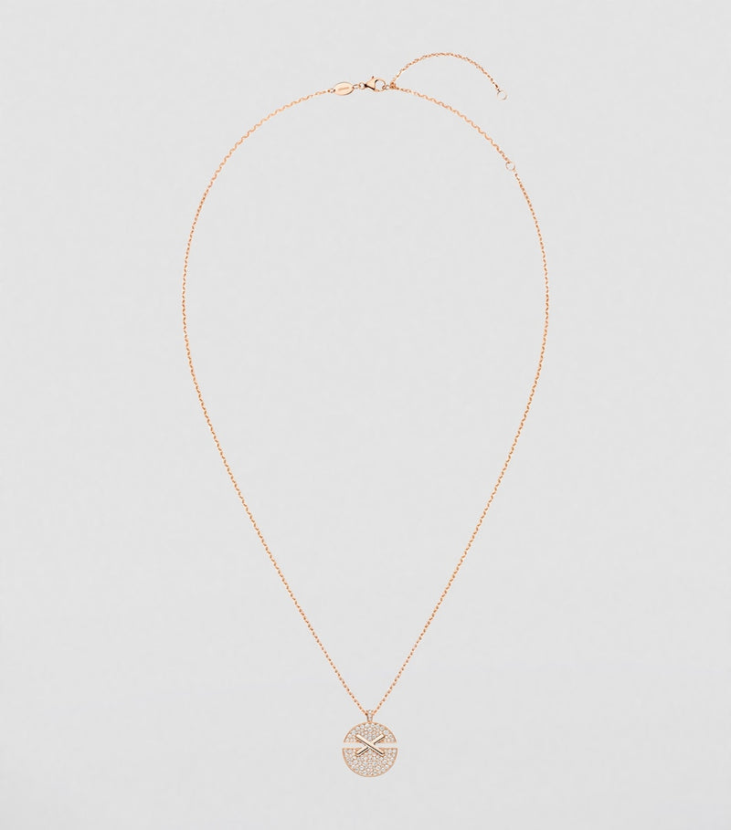 Chaumet medium rose gold diamond pendant necklace, imported from the UK