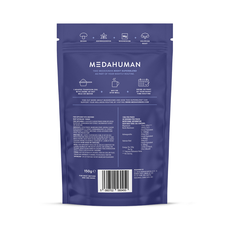 Medahuman Night Superblend Powder 150g, imported from the UK
