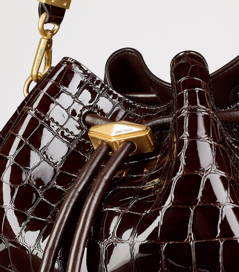 Jimmy Choo crocodile-effect leather cinch shoulder bag - British product