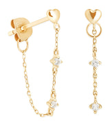 Harrods Astrid & Miyu 14kt Yellow Gold and White Topaz Heart Chain Earrings- Buy online at McGrocer