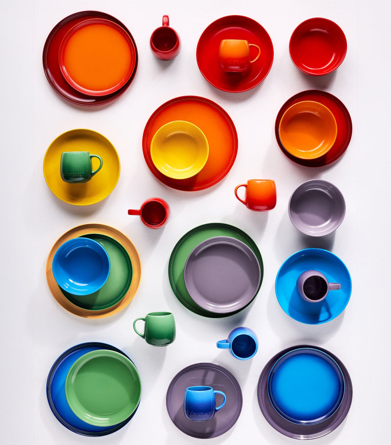 Le Creuset stoneware rainbow mugs set of 6, UK version