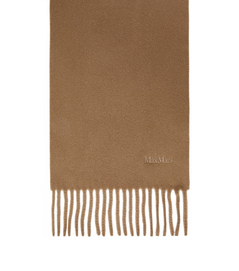 Max Mara wool fringed logo scarf 25x208cm, UK version