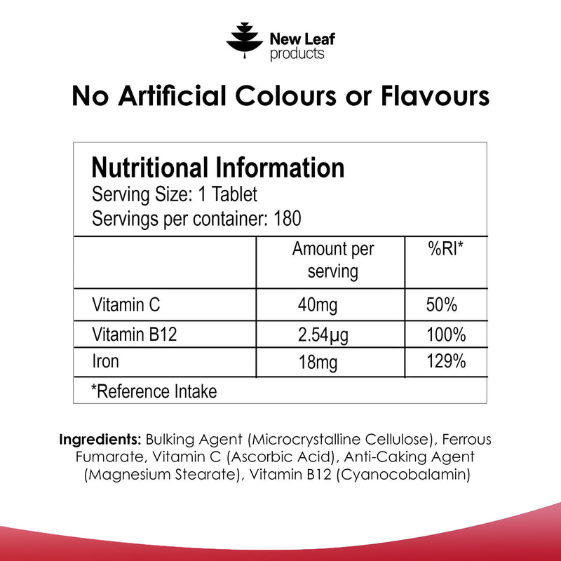 New Leaf iron complex tablets 180 tablets, UK version