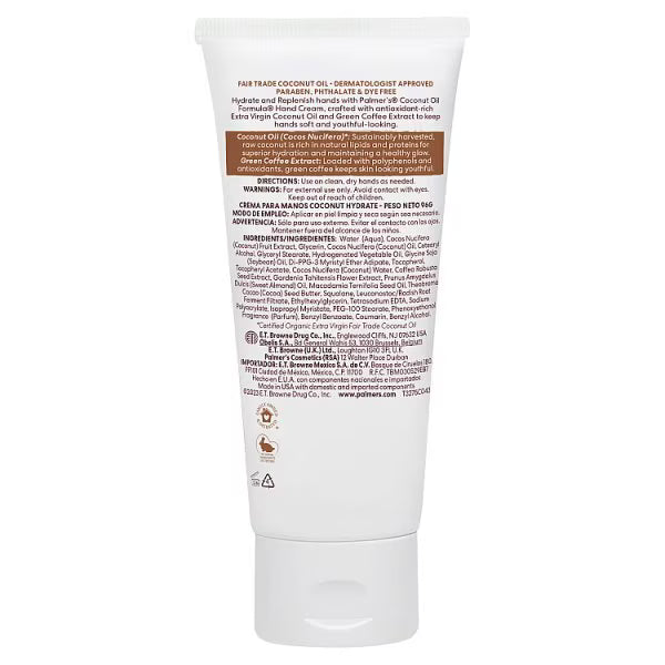 Palmer's Coconut Hydrate Hand Cream 96g, imported from the UK