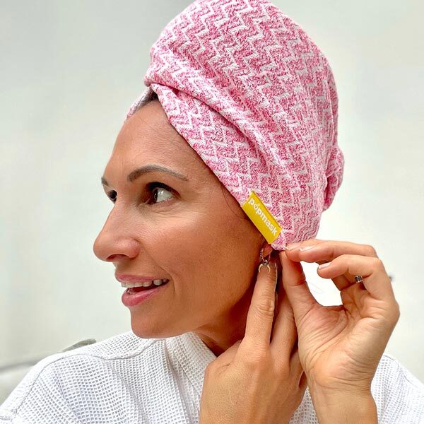 Popmask microfiber hair turban pink hair wrap, imported from the UK