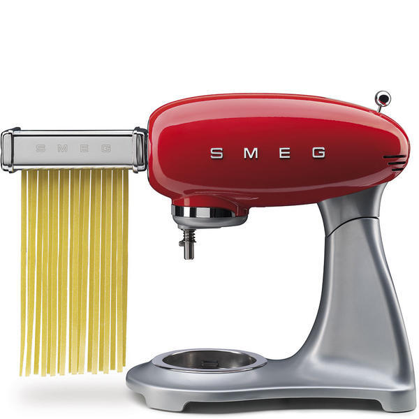 Smeg pasta roller and cutter set in red, imported from the UK