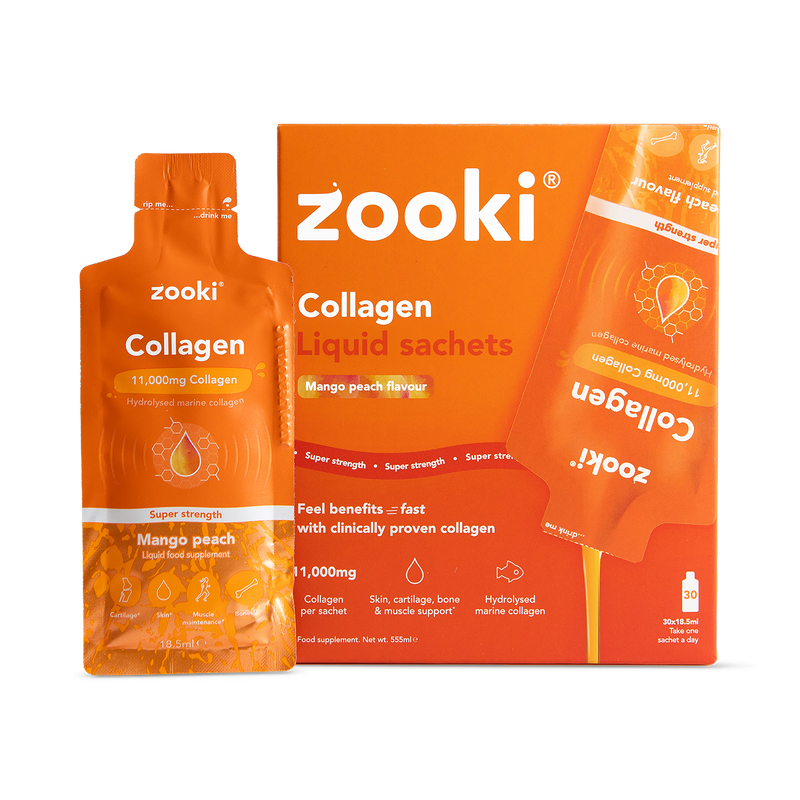 Zooki Super Strength Marine Collagen mango peach flavour 30 sachets, UK version