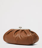 Weekend Max Mara Pasticcino large leather clutch bag with clasp - British product