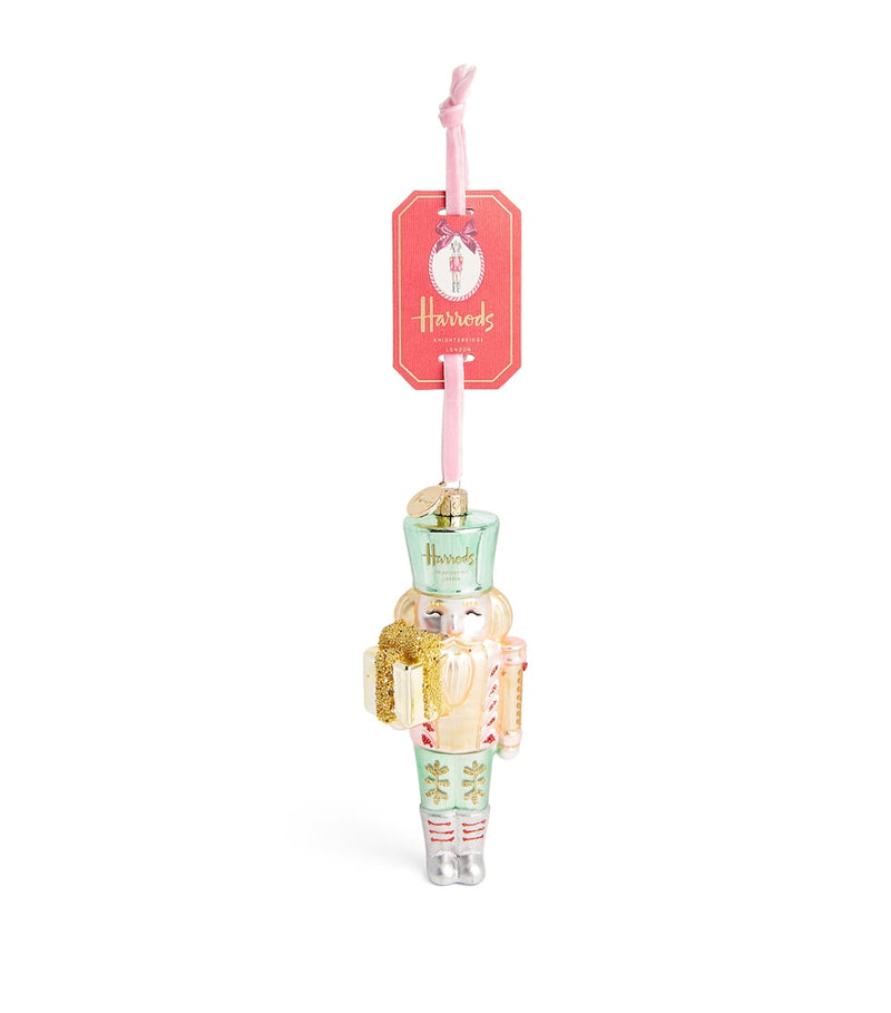 Glass-Blown Nutcracker Tree Decoration with Hanging Loop, 16.5cm Height