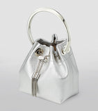Jimmy Choo Micro Bon Bon top-handle bag silver leather (British brand)