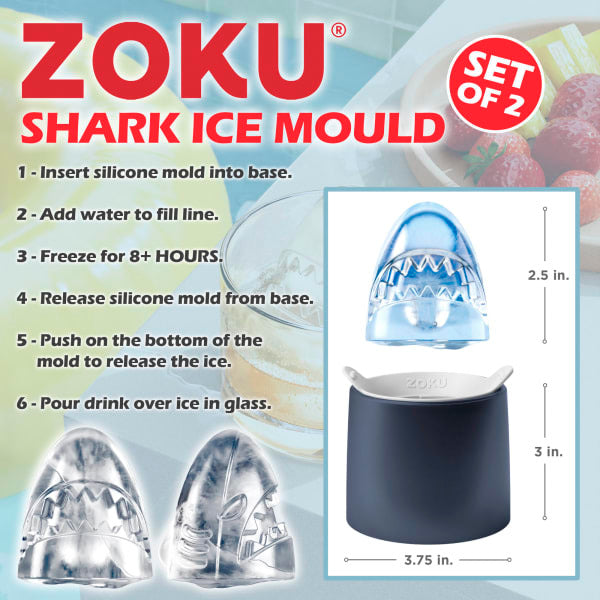 Zoku shark ice moulds 2-pack - British product