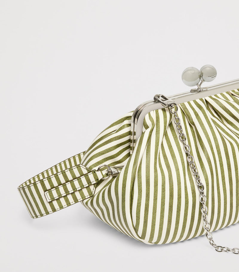Weekend Max Mara striped leather clutch bag medium, imported from the UK