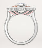 Boodles Ashoka diamond platinum ring with pink diamonds (British brand)