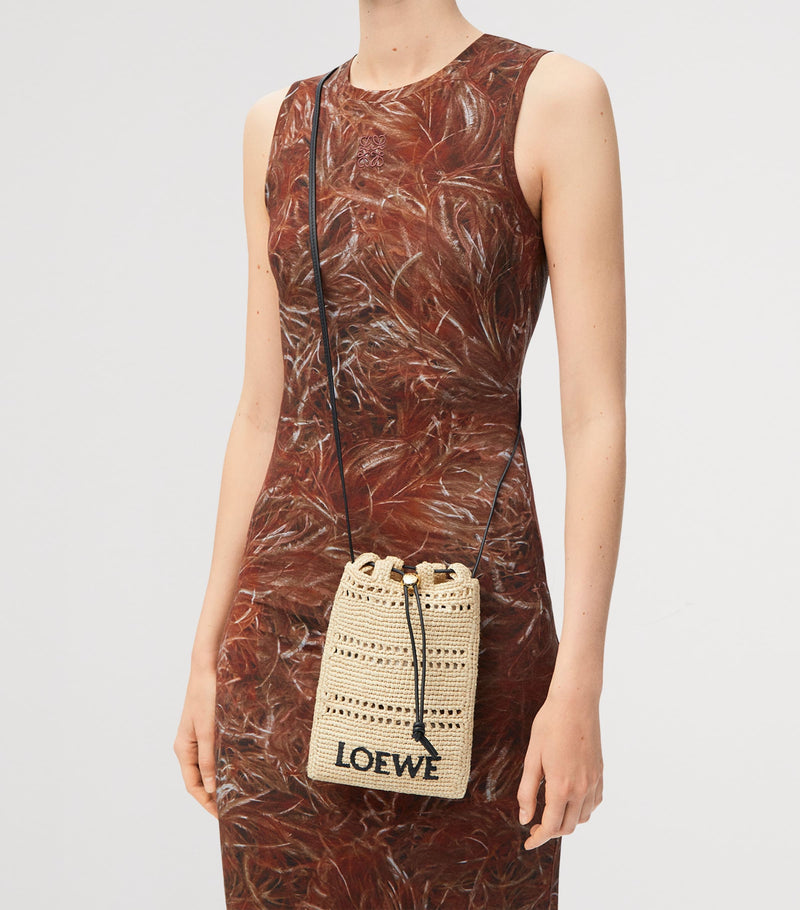 LOEWE raffia drawstring pocket bag, imported from the UK