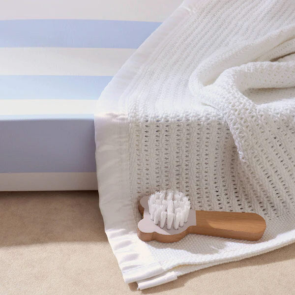 The Tiny Bed Company anti-roll changing mat Hamptons Soft Blue, imported from the UK