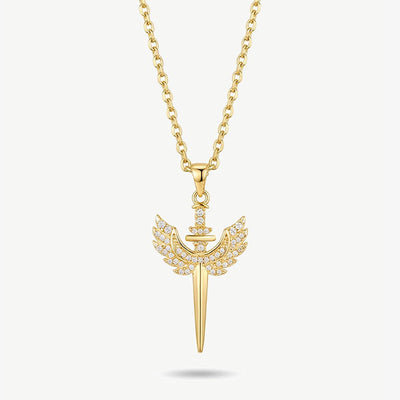 Superdrug MUCHV Angel Sword Necklace in 18k Gold or Silver- Buy online at McGrocer