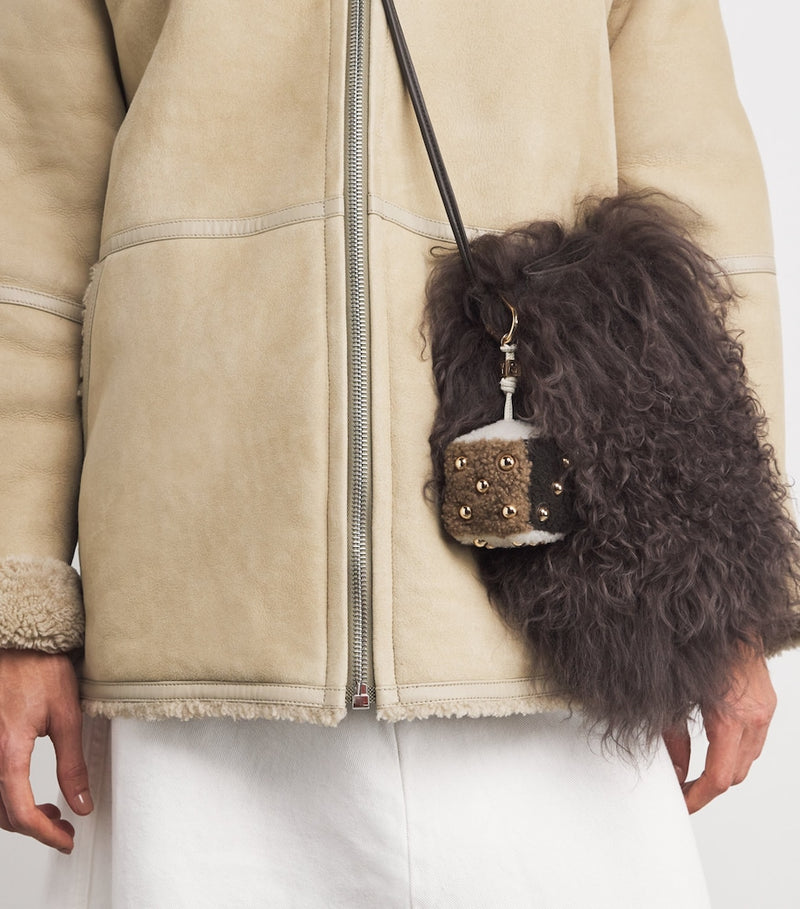 Yves Salomon shearling dice keyring - British product