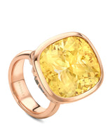 Harrods Boodles Rose Gold Diamond Heliodor and Sapphire Silk Mantua Palace Ring- Buy online at McGrocer