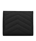 Saint Laurent leather quilted trifold wallet with YSL monogram, imported from the UK