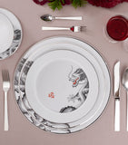 Meissen porcelain dinner plate Lucky Dragon with platinum rim 29cm, imported from the UK