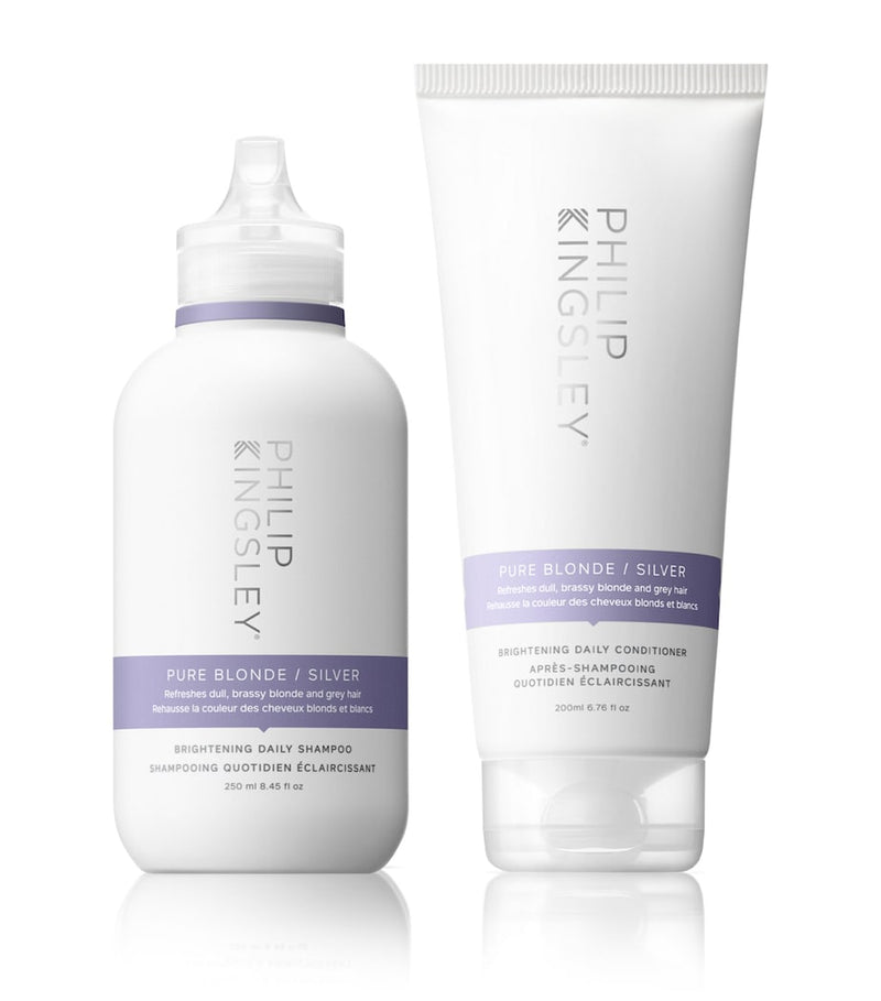 Philip Kingsley Pure Blonde Silver Shampoo and Conditioner Duo, imported from the UK