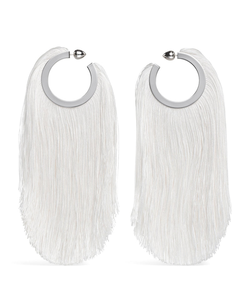 Alaïa fringe hoop earrings with viscose details, UK version