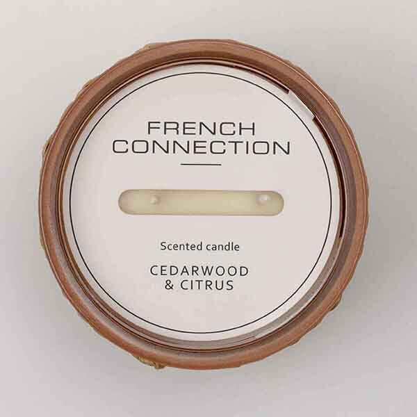 French Connection Cedarwood Citrus candle ceramic jar 444g - British product