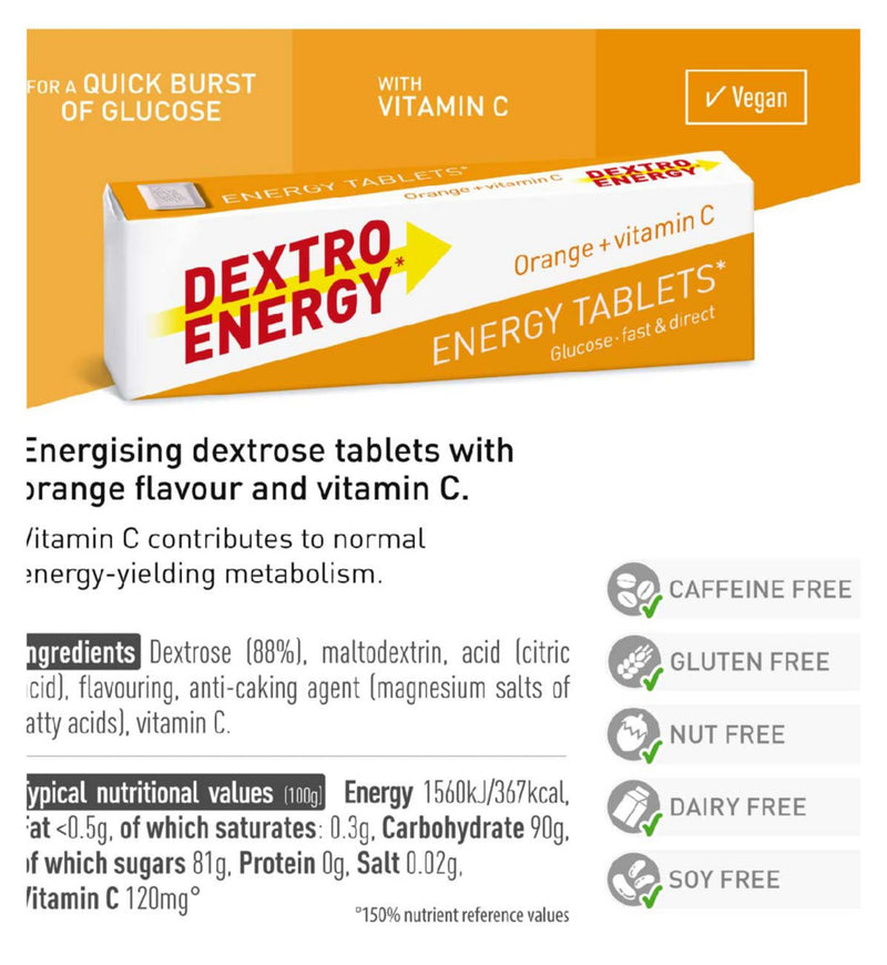 Dextro Energy Orange Vitamin C Energy Tablets 2 x 47g 28 tablets - British product