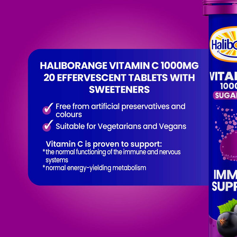 Haliborange effervescent vitamin C blackcurrant flavour 20 tablets - British product