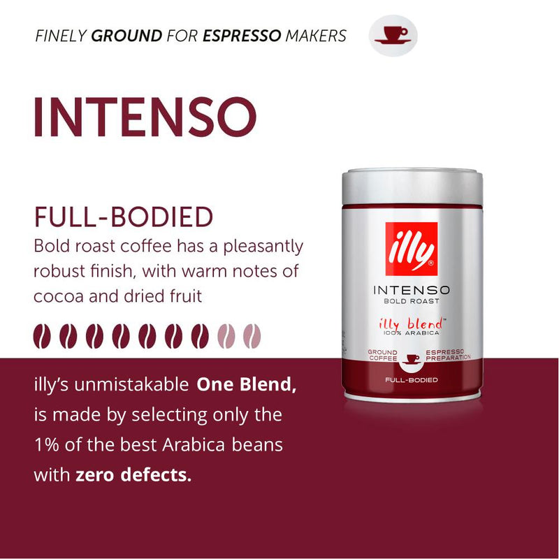 Illy espresso dark roast ground coffee 250g - British product