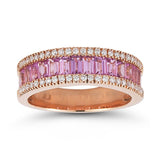 Costco pink sapphire diamond ring baguette cut size N, UK version