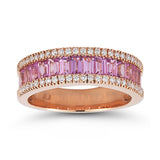 Costco pink sapphire diamond ring baguette cut size N, UK version