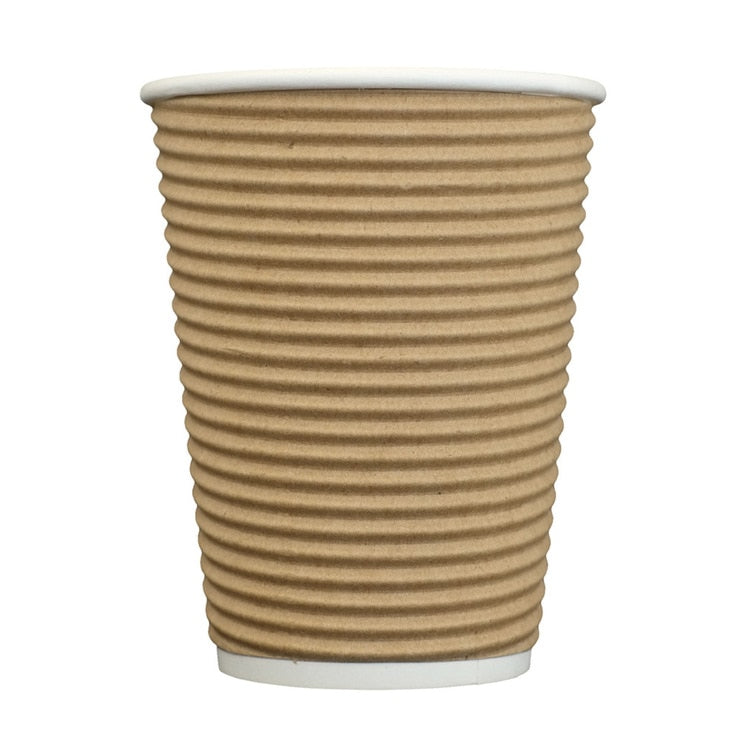 Cafe Express 12oz 340ml Brown Corrugated Hot Cups 1000 Pack