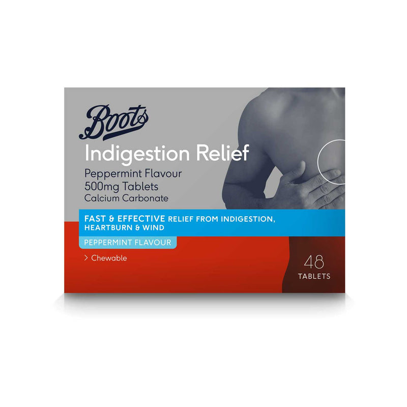 Boots indigestion relief peppermint tablets 500mg 48 pack (British brand)