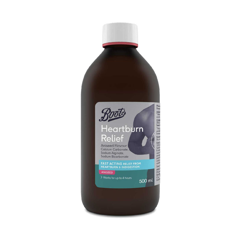 Boots Pharmaceuticals heartburn relief aniseed flavour 500ml, UK version
