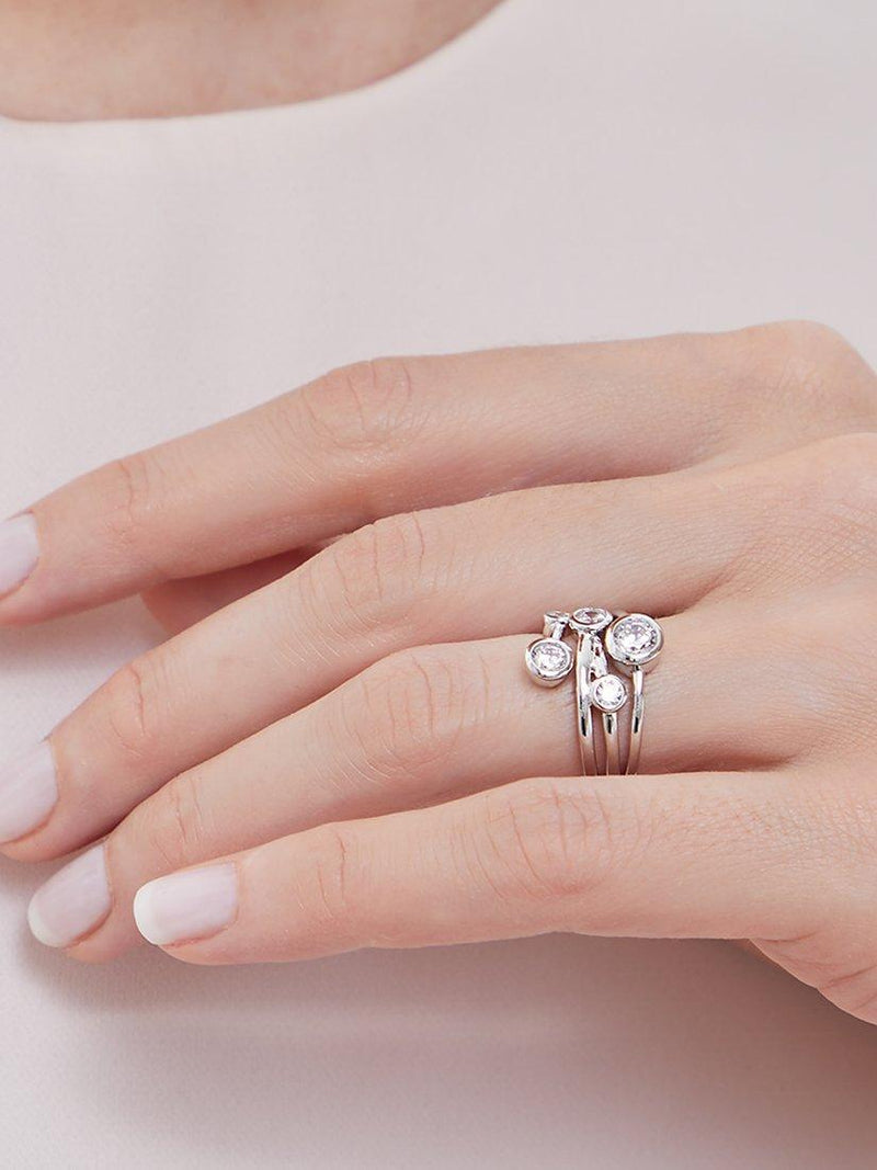 Bague à bulles Jools by Jenny Brown 5 zircones cubiques, version UK