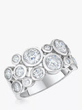 Jools by Jenny Brown cubic zirconia scatter bubble ring silver (British brand)