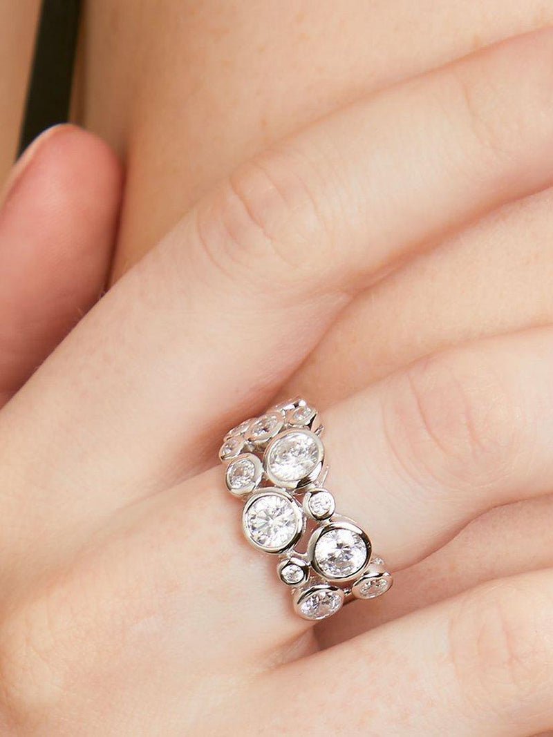 Jools by Jenny Brown cubic zirconia scatter bubble ring silver (British brand)