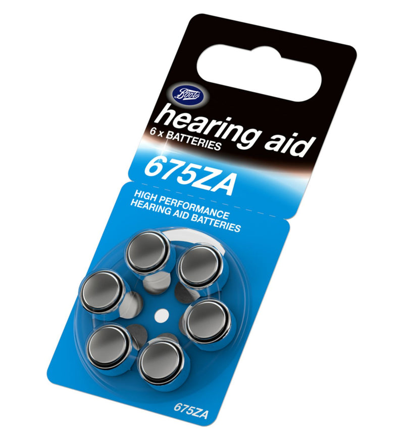 Boots 675ZA hearing aid batteries blue 6 pack - British product
