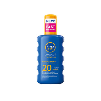 بخاخ واقٍ من الشمس NIVEA SUN Protect & Moisture SPF 20، 200 مل