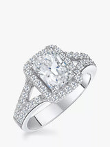 John Lewis Jools by Jenny Brown Cubic Zirconia Emerald Halo Cocktail Ring, Silver- Buy online at McGrocer