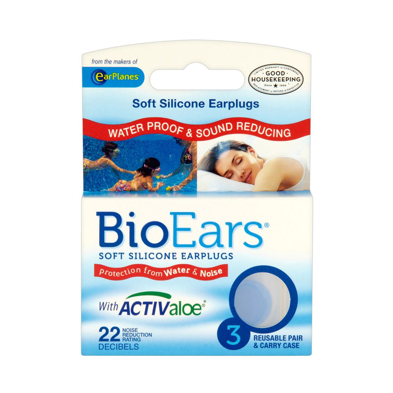 BioEars silicone earplugs Activ Aloe 3 pairs - British product